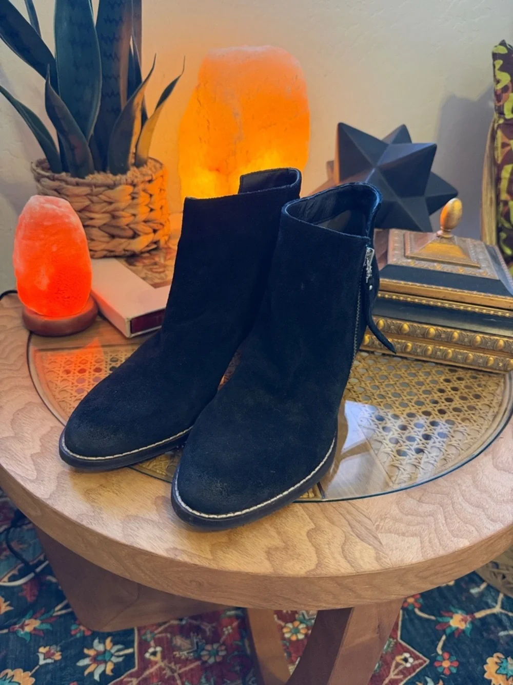 Sam Edelman Black Suede Ankle Booties with Side Zip